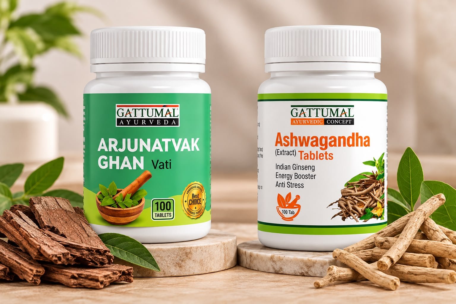 Combo of Arjun Ghan Vati and Ashwagandha Tablets